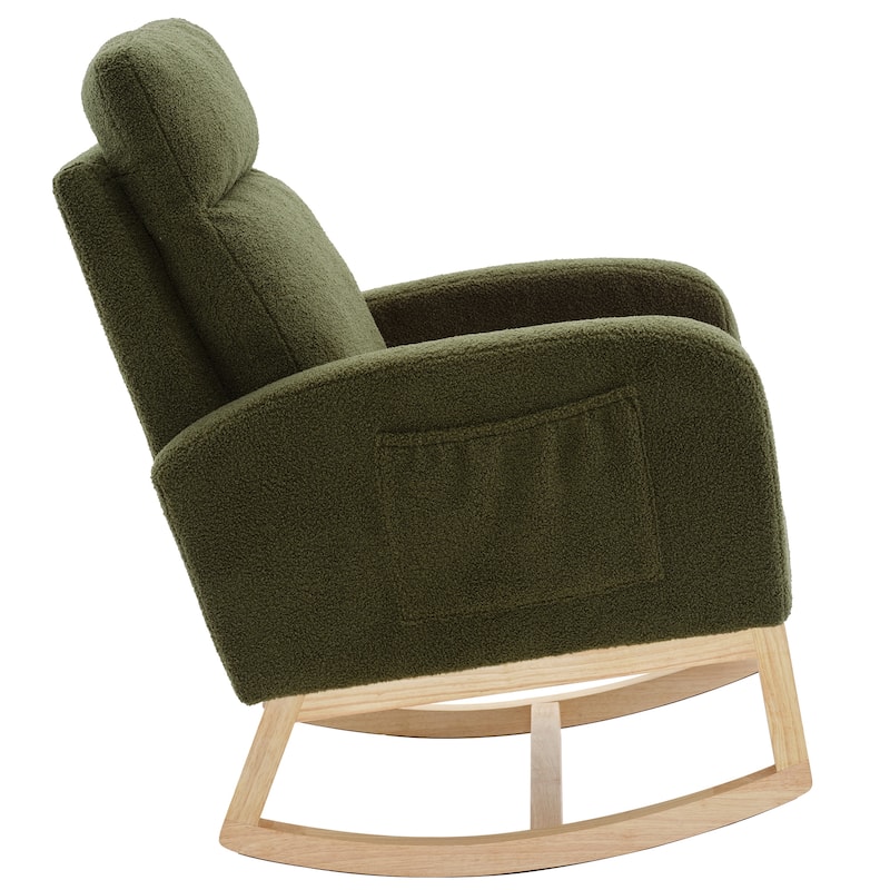 Modern Accent Rocking Chair Rocking Chair with Solid Wood Legs