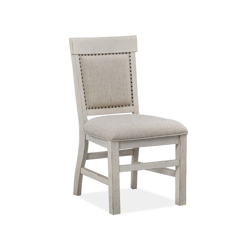 Magnussen Home Bronwyn Alabaster And Toasted Nutmeg Upholstered Side Chair Two Pack - 20''W x 23.38''D x 38.5''H - 20''W x 23.38''D x 38.5''H - Set of 2 - Alabaster - Dining Height