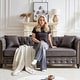 preview thumbnail 16 of 29, Oaks Aura 85.5in. Modern Fabric Chesterfield Sofa with Rolled Arms, 3 Seater Sofa with Button Design and 2 Cushions
