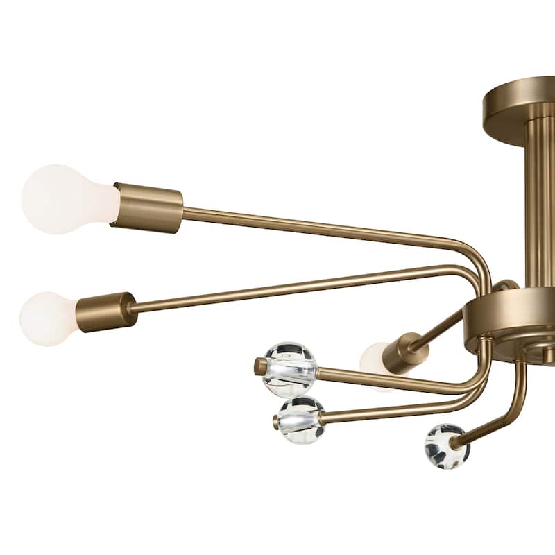 Kichler Lighting Ocala 41.25 in. 6-Light Champagne Bronze Semi-Flush Mount Light with Clear Crystal