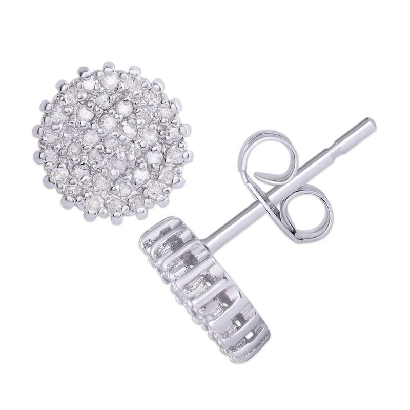 Victoria Townsend .925 Sterling Silver 1/2Ct Diamond Round Cluster Earrings
