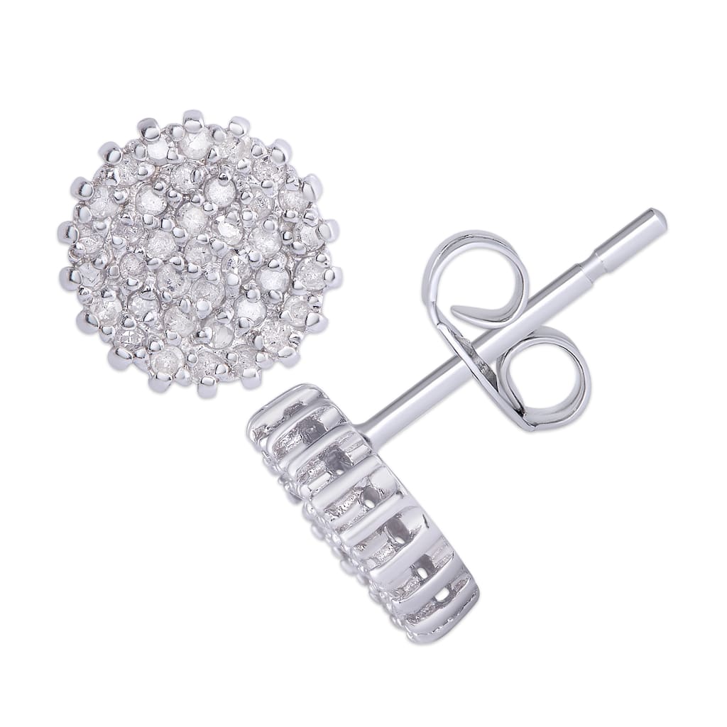 Victoria Townsend .925 Sterling Silver 1/2Ct Diamond Round Cluster Earrings