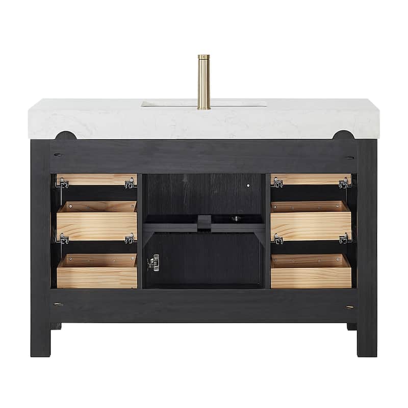 Leon 48 in. Single Bathroom Vanity with Composite Stone Top