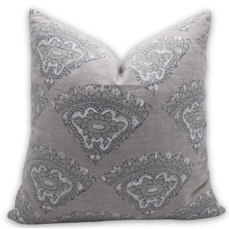 Fabdivine Linen Bohemian Block print pillow Cover - Pillow Covers - 18" x 18"