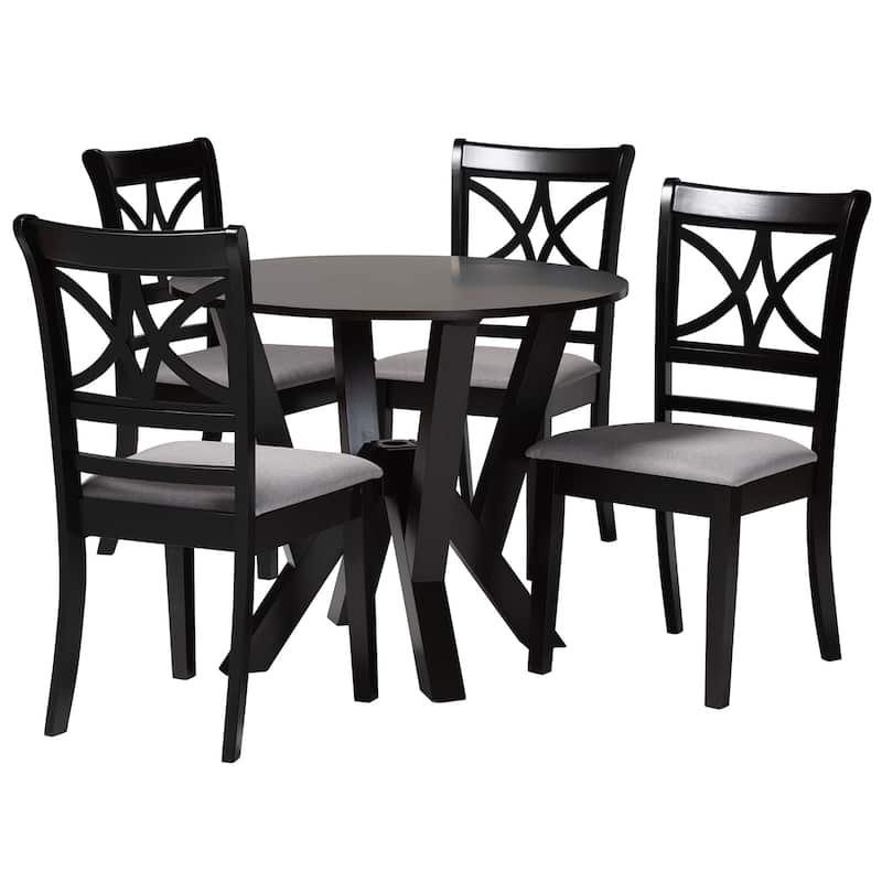 Mari Modern Wood 5-Piece Dining Set - Grey, Dark Brown