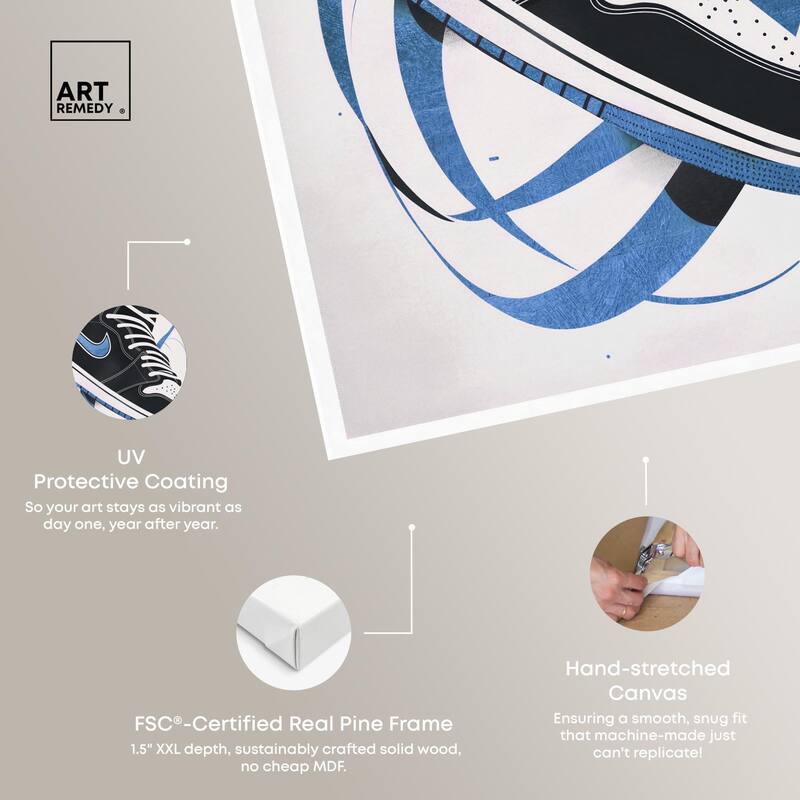 Blue Ribbon Sneaker Canvas by Art Remedy, Gallery Wrapped