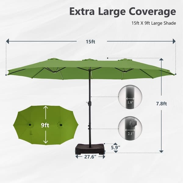 dimension image slide 8 of 13, MAISON ARTS 15ft Double-Sided Patio Extra Large Twin Umbrella with Base Included