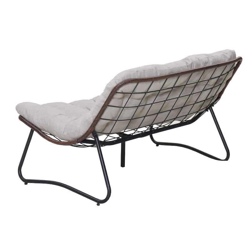 Patio Loveseat Sofa, Outdoor Wicker Loveseat with Luxury Thick Cushion, All-Weather Patio Furniture Set, Outdoor Glider Bench