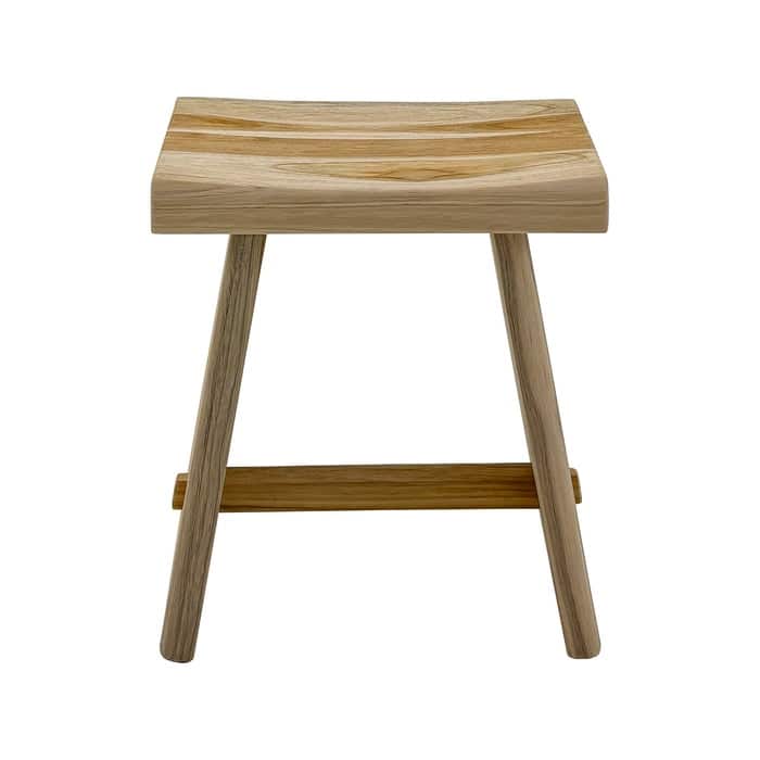 Nordic Style Teak Stool with Curved Seat