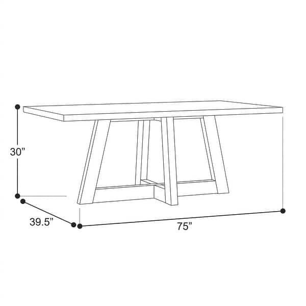 Carolina Chair & Table Largo Dining Table with Concrete Spray Top in Grey, 75x39.5x30 inches