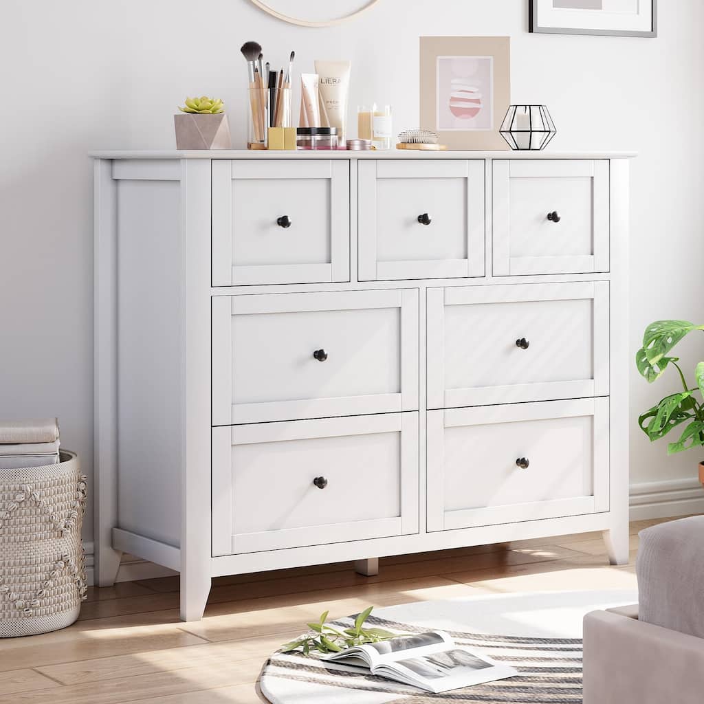7 Drawer Dresser for Bedroom, Modern Chest of Drawer Dresser