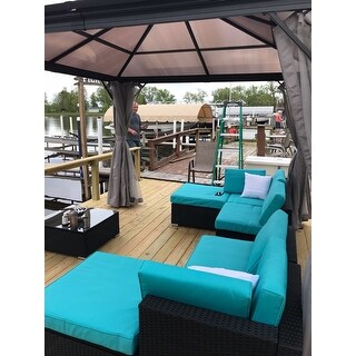 Kinbor 7-piece Outdoor Furniture Cushioned Rattan Wicker Sofa Set All-Weather Patio Sectional Sofa