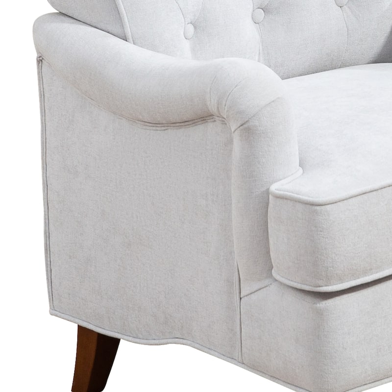 Accent Chair With Comfy Chenille Club Fabric,Comfy Upholstered Living Room Arm Chair,Springs Cushions & Retro Wooden Legs