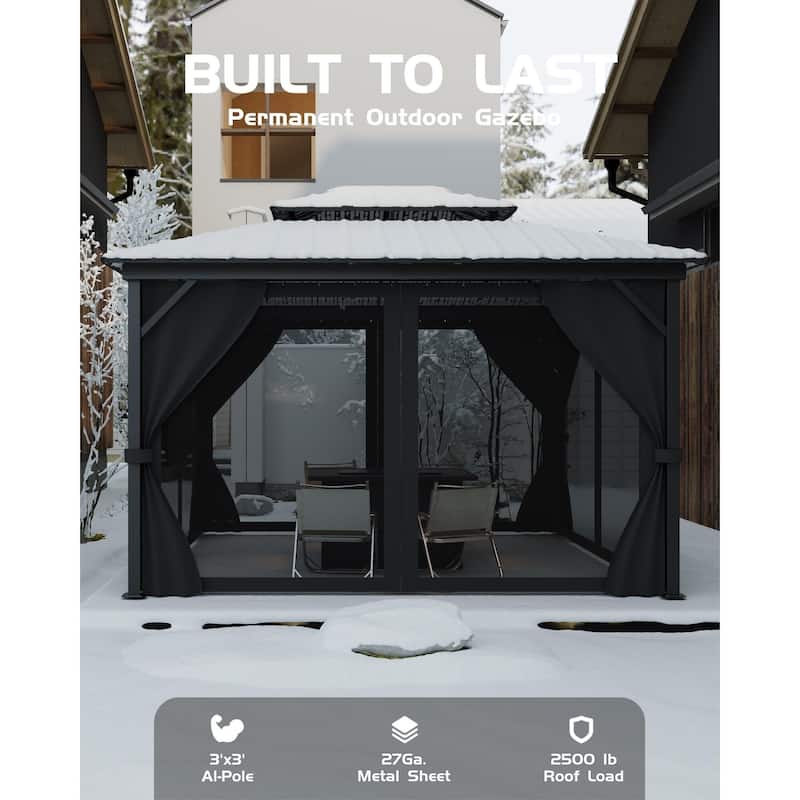 Hardtop Gazebo 10'x10',10'x12',10'x14',12'x12',12'x14',12'x16',12'x20'for All Weather