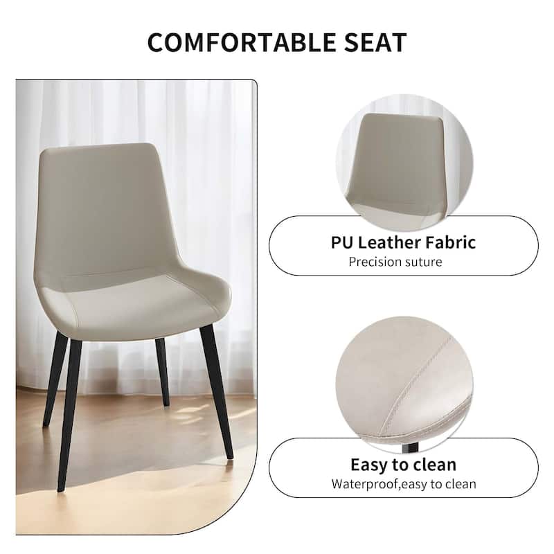 Faux Leather Dining Chairs Armless Side Chair with Metal Legs,Set of 2