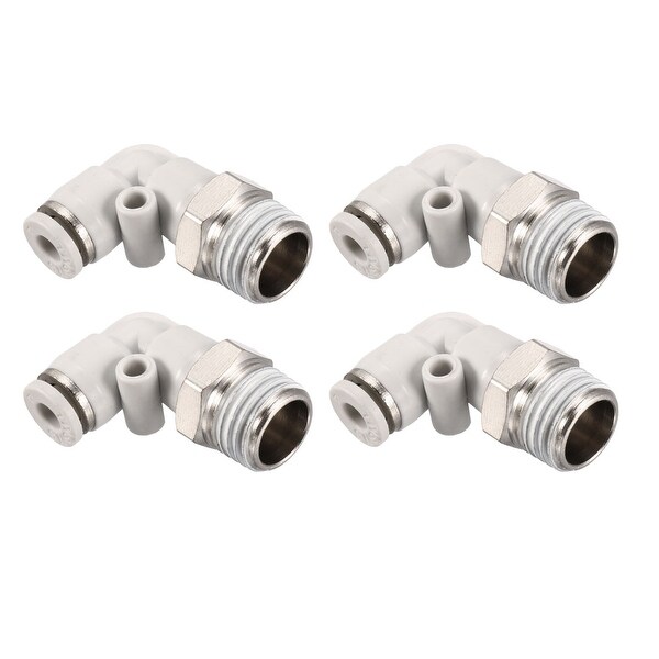 Pneumatic Push to Connect Fitting Male Elbow 4mm Tube OD x 1/4PT Thread 4Pcs