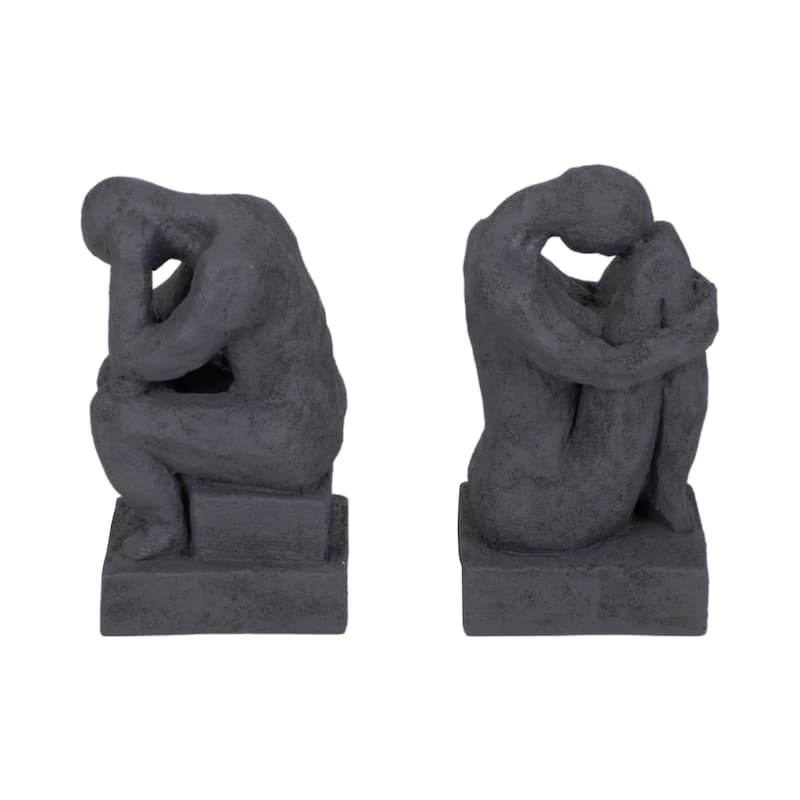 Sagebrook 7" Solid Color Square Thinking Man Bookends - 4" x 3" x 7"