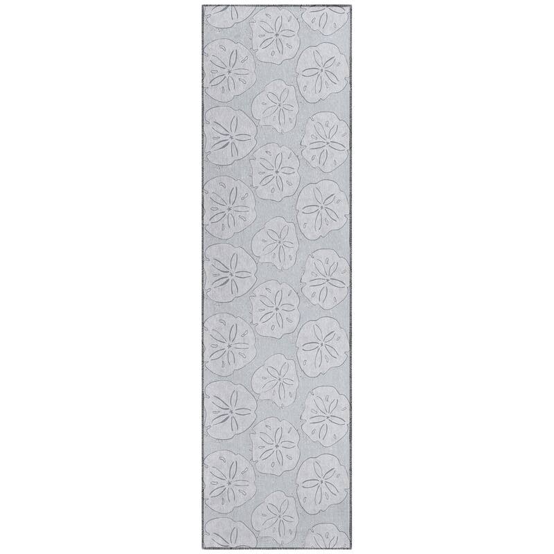 Indoor/ Outdoor Surfside Starfish Washable Rug New - Gray - 2'3" x 7'6"