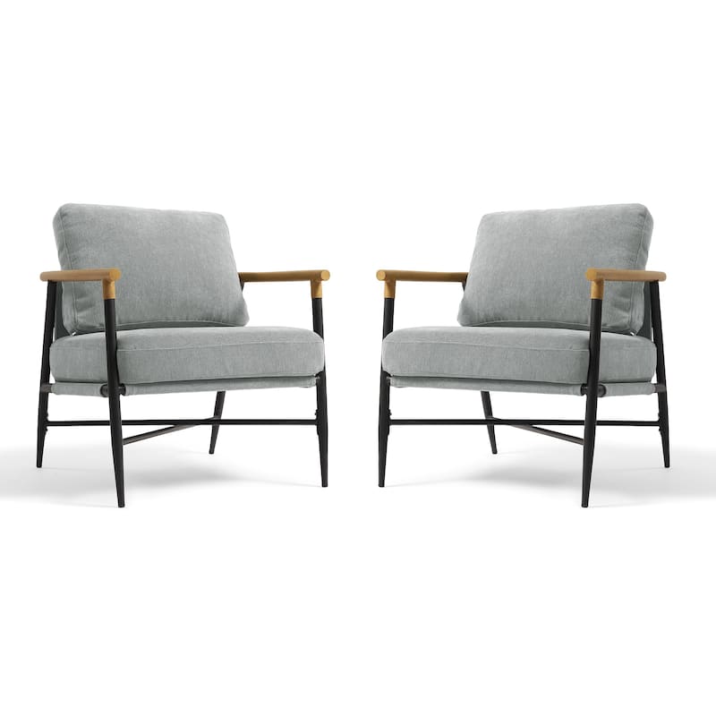 Industrial Upholstered Accent Chair Club Chair with Metal Frame