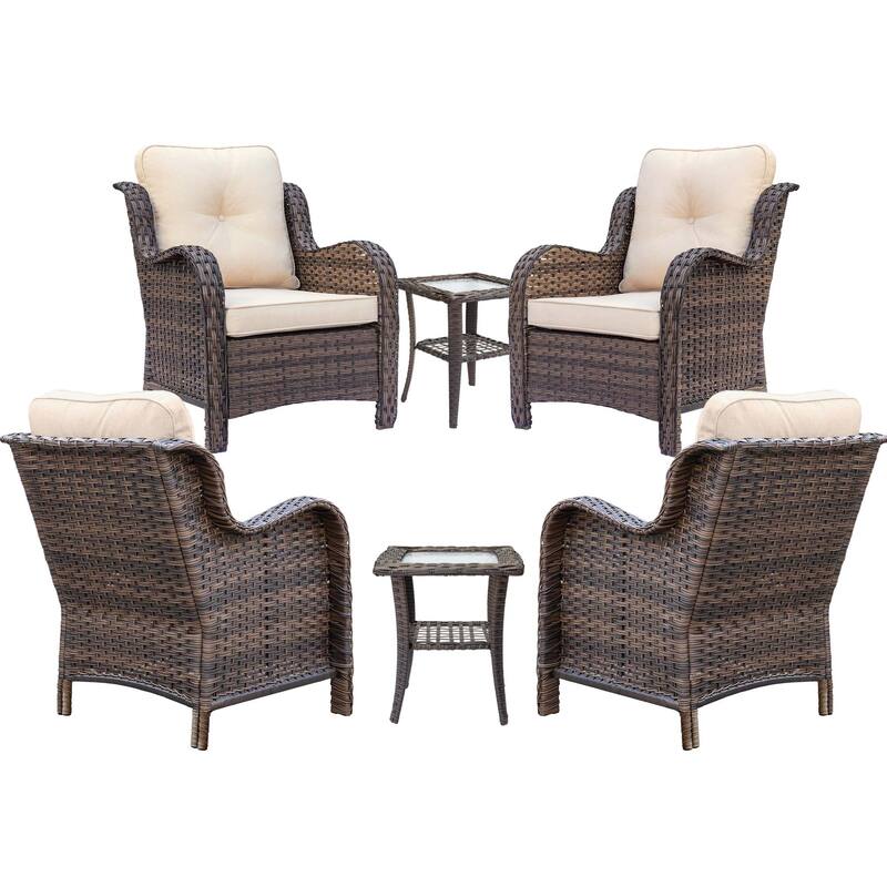 High Back Brown Wicker Outdoor Patio Conversation Seating Sets