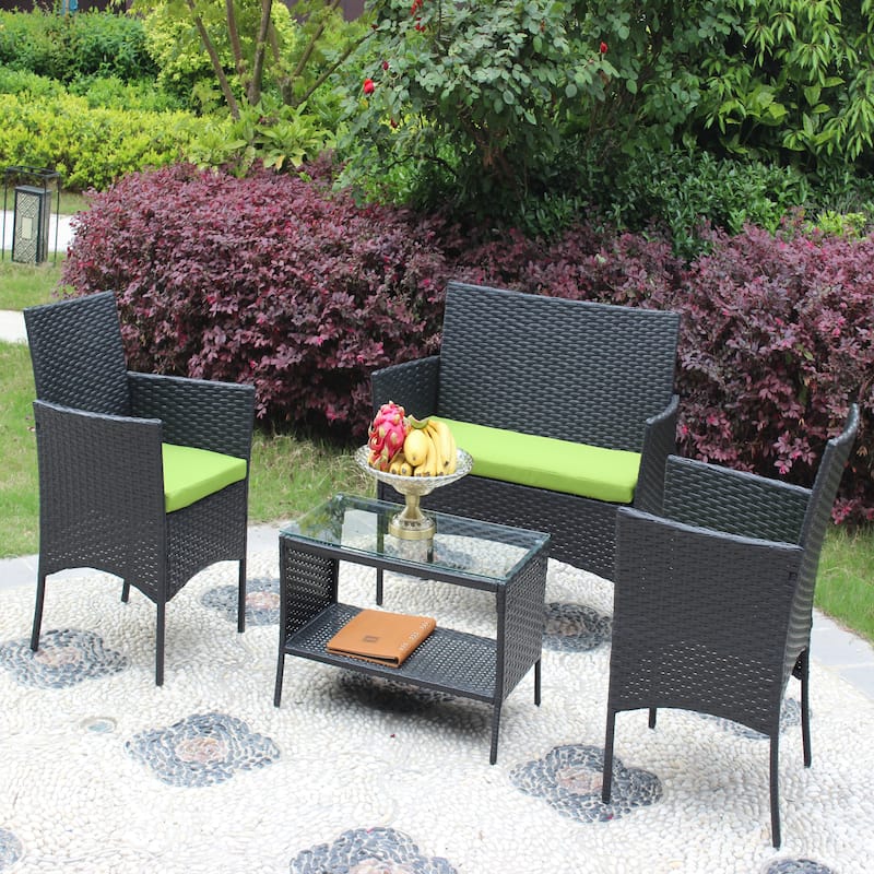 4 PC Rattan Patio Furniture Set