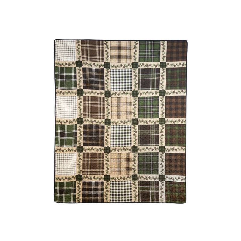 Donna Sharp Pine Patch Cotton Lap Quilted Throw 40" x 48" - Brown - Throw