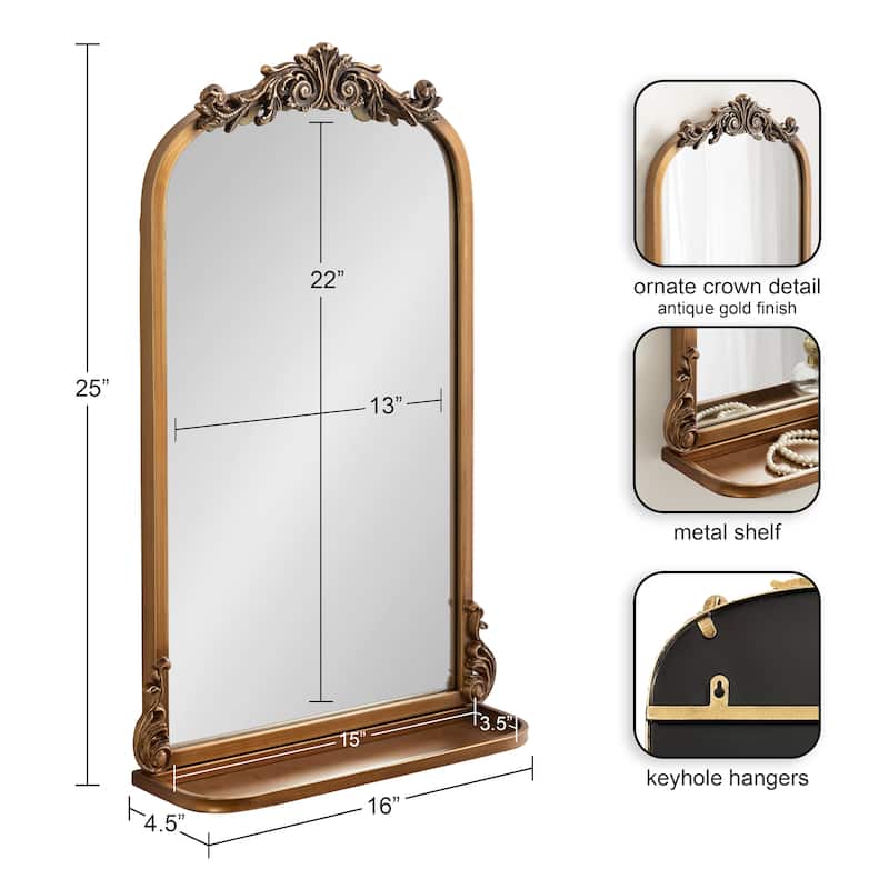 Kate and Laurel Arendahl Traditional Arch Mirror with Shelf