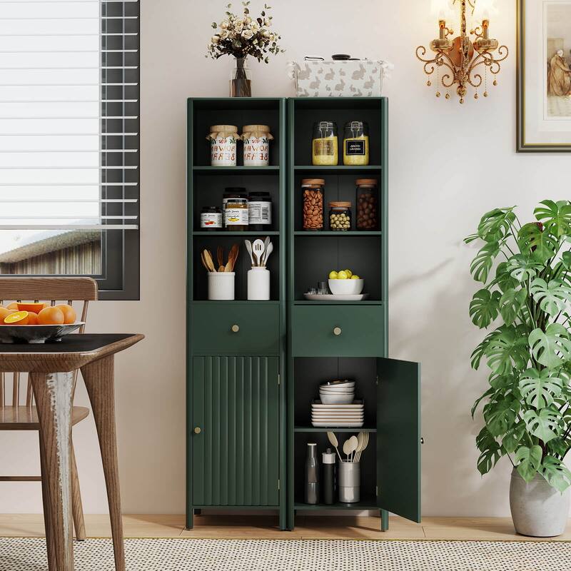 Costway 67” Tall Bathroom Cabinet with 3 Open Shelves, 1 Drawer, - See Details