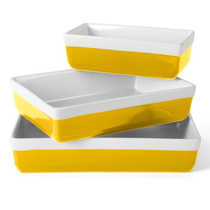 Martha Stewart 3 Piece Ceremic Bakeware Baker Set - Yellow
