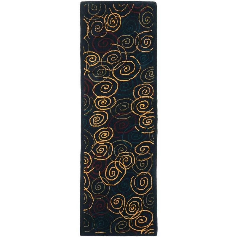 SAFAVIEH Handmade Hampton Reflection Modern Wool Rug - 2' 6" x 8' - Navy - Runner