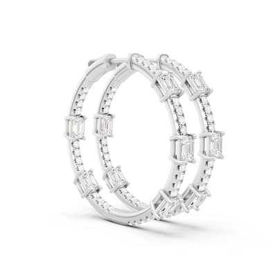 Auriya 14k Gold 3.00ctw Emerald Hoop Lab Grown Diamond Earrings (E-F VS)