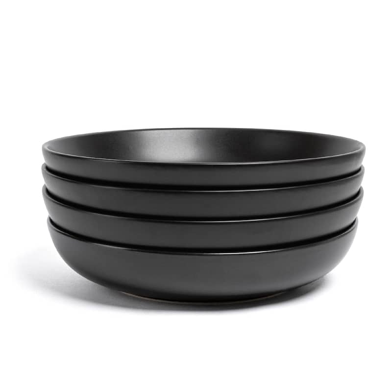 over&back Coupe Semi-Matte Stoneware Dinner Bowls - 30oz - Black