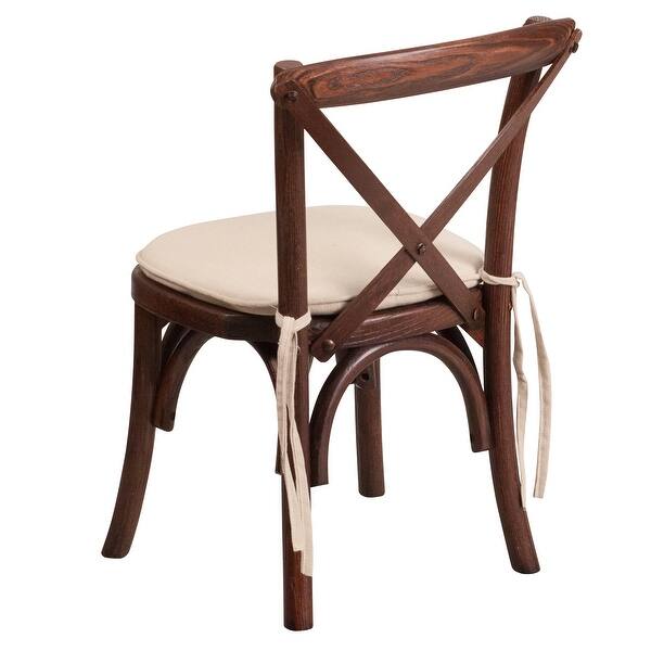 Shop Stackable Kids Mahogany Wood Cross Back Chair With Cushion Kids Dining Chair On Sale Overstock 27085599