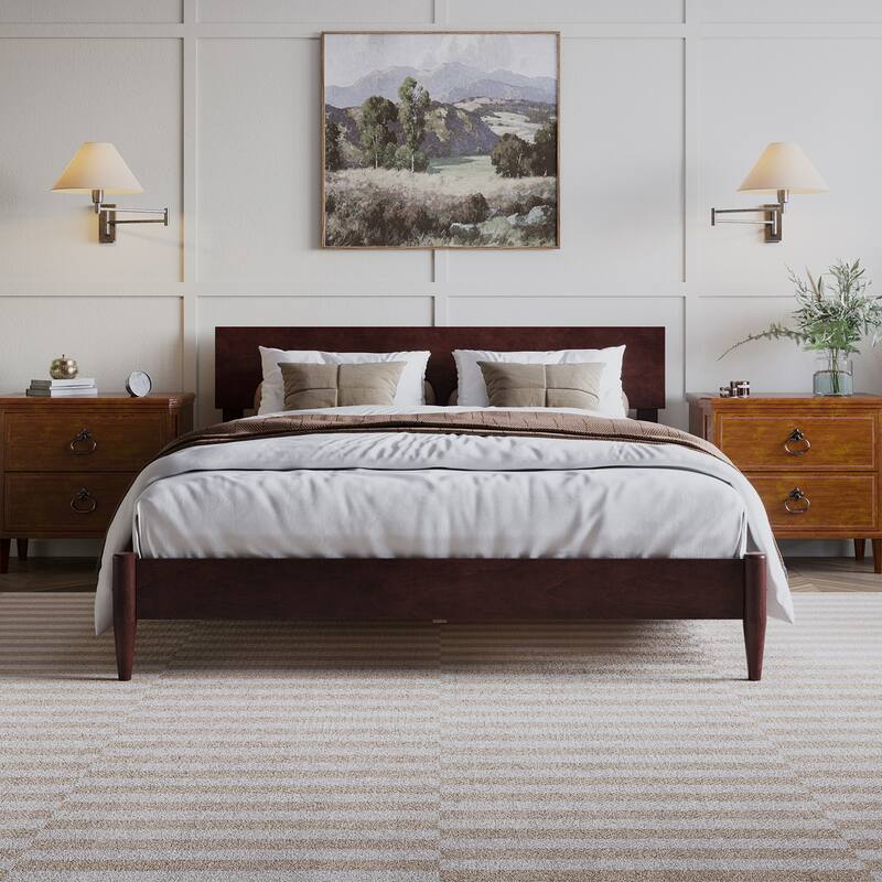 Aria Solid Wood Modern Low Profile Platform Bed