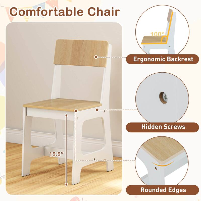 Costway Kids Study Desk and Chair Set Wooden Children Writing Table - See Details