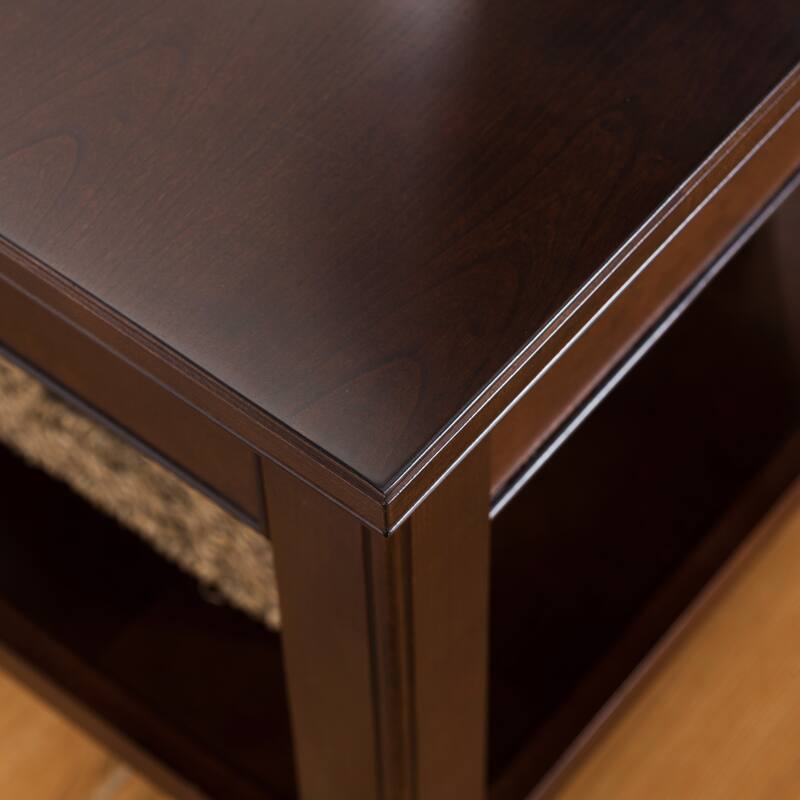 Laurent Narrow Solid Wood Side End Table with Shelf