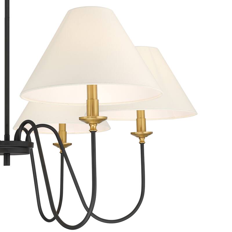 Acroma 6-light Black/Glod Chandelier with Fabric Shade