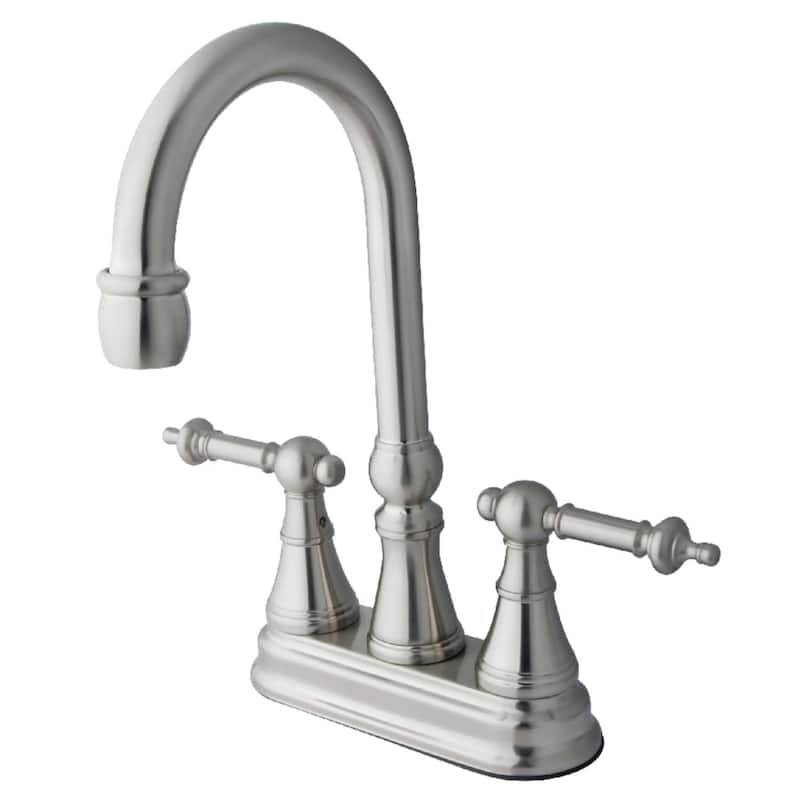 Kingston Brass Templeton Deck Mounted Double Handle Bar Faucet with - Brushed Nickel