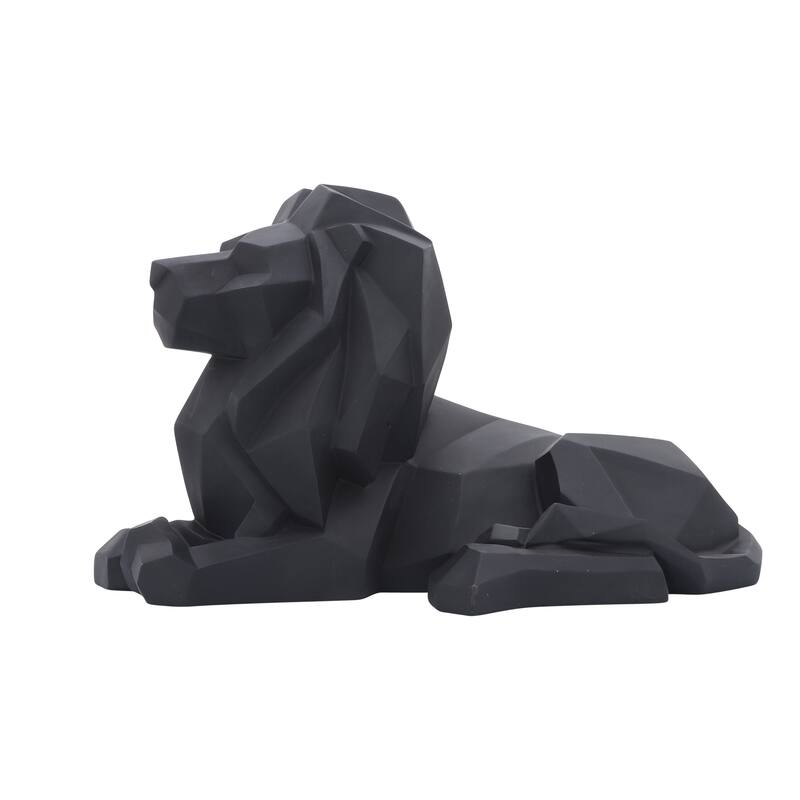 Sagebrook Home 13" Laying Lion Sculpture Contemporary Black Polyresin - 13" x 6" x 8"