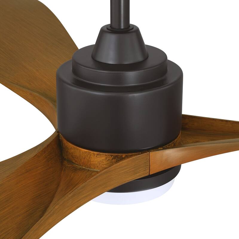 66" Classic Black/ Brown ABS Propeller LED Ceiling Fan with Light and Remote