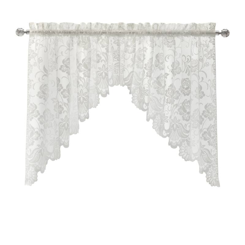 Limoges Embroidered Lace Rod Pocket Curtains Valances Swags and Tiers