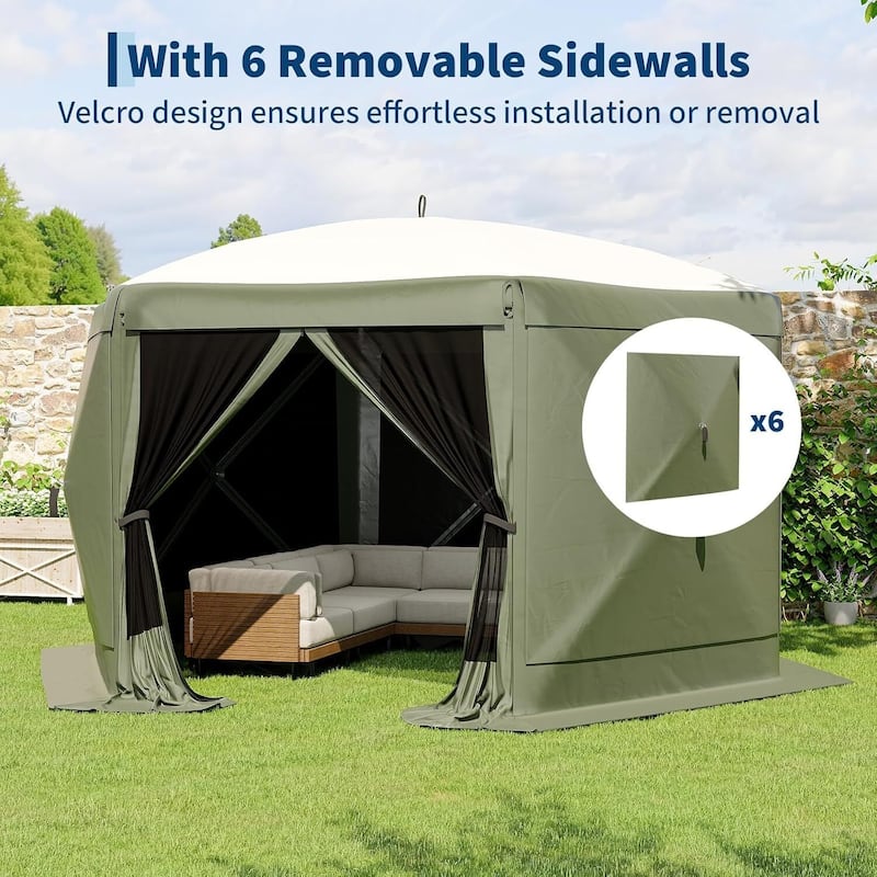 11.8FT Collapsible Gazebo Tent with 6 Removable Wind Panels for Outdoor Events, Camping, Patio, Backyard - N/A