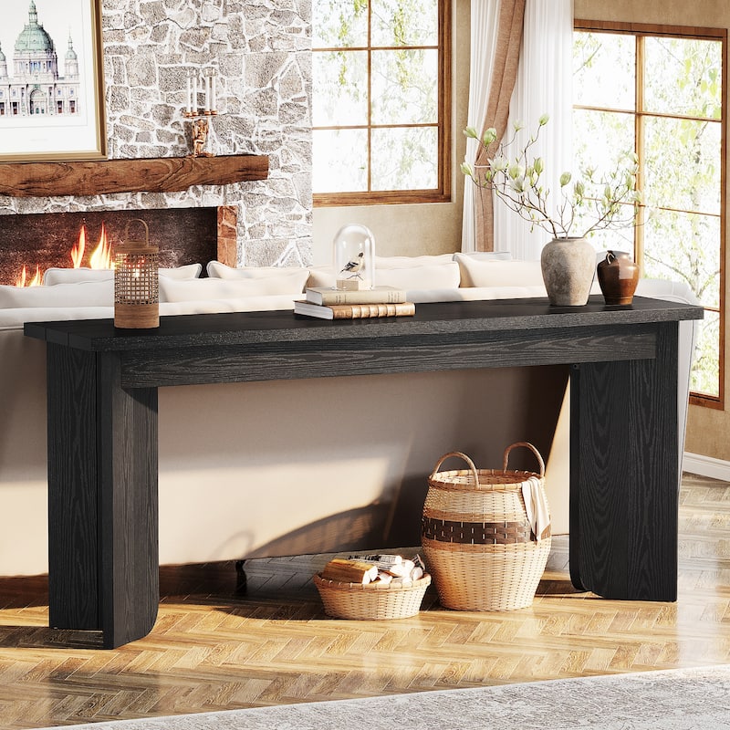 70.9'' Wood Farmhouse Sofa Console Table with Pedestal for Entryway
