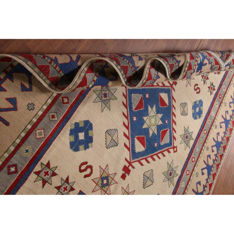 Kazak Area Rug Handmade Wool Carpet - 6'8" x 10'1"