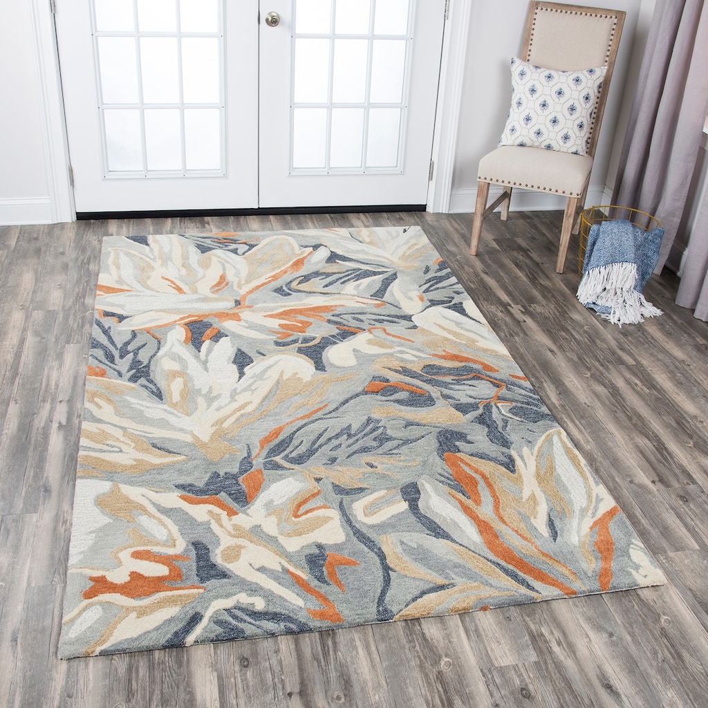 Alora Decor Lapis Brown, Grey, and Cream Hand-tufted Wool Blend Rug