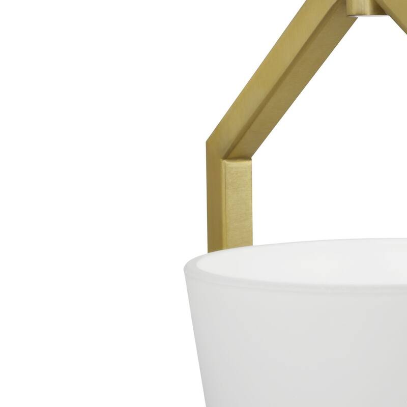 Vertex Collection One-Light Brushed Gold Etched White Contemporary Semi-Flush Mount - 7.37 in x 5 in x 11.62 in