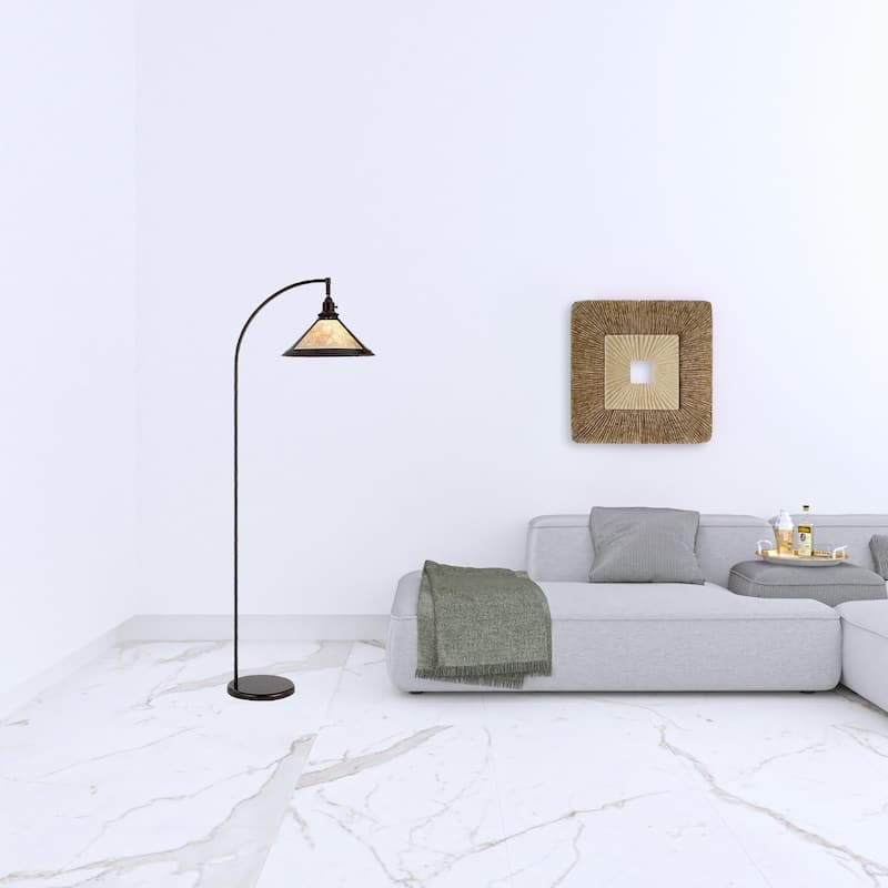 HomeRoots 65" Bronze Traditional Shaped Floor Lamp With White Empire Shade - 23