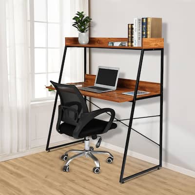 Vintage Color Particleboard Computer Desk with Shelf Layer