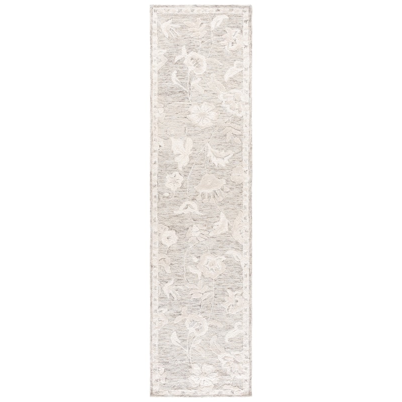 SAFAVIEH Handmade Metro Maika Wool Rug - 2'3" x 9' Runner - Light Grey/Ivory