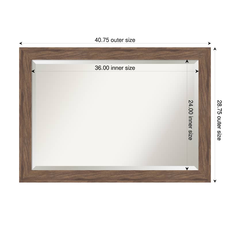 Pia Medium Brown Beveled Framed Bathroom Vanity Wall Mirror - Pia Medium Brown - 41 x 29 in